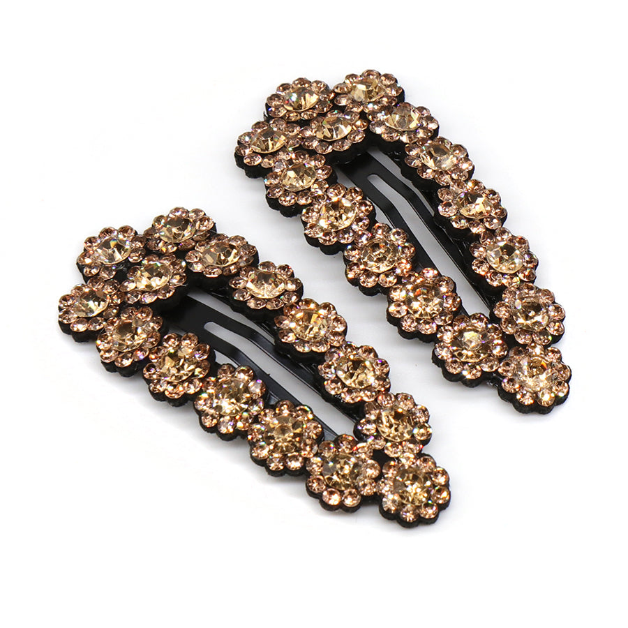 Bronze Crystal Hair Clip Set of 2