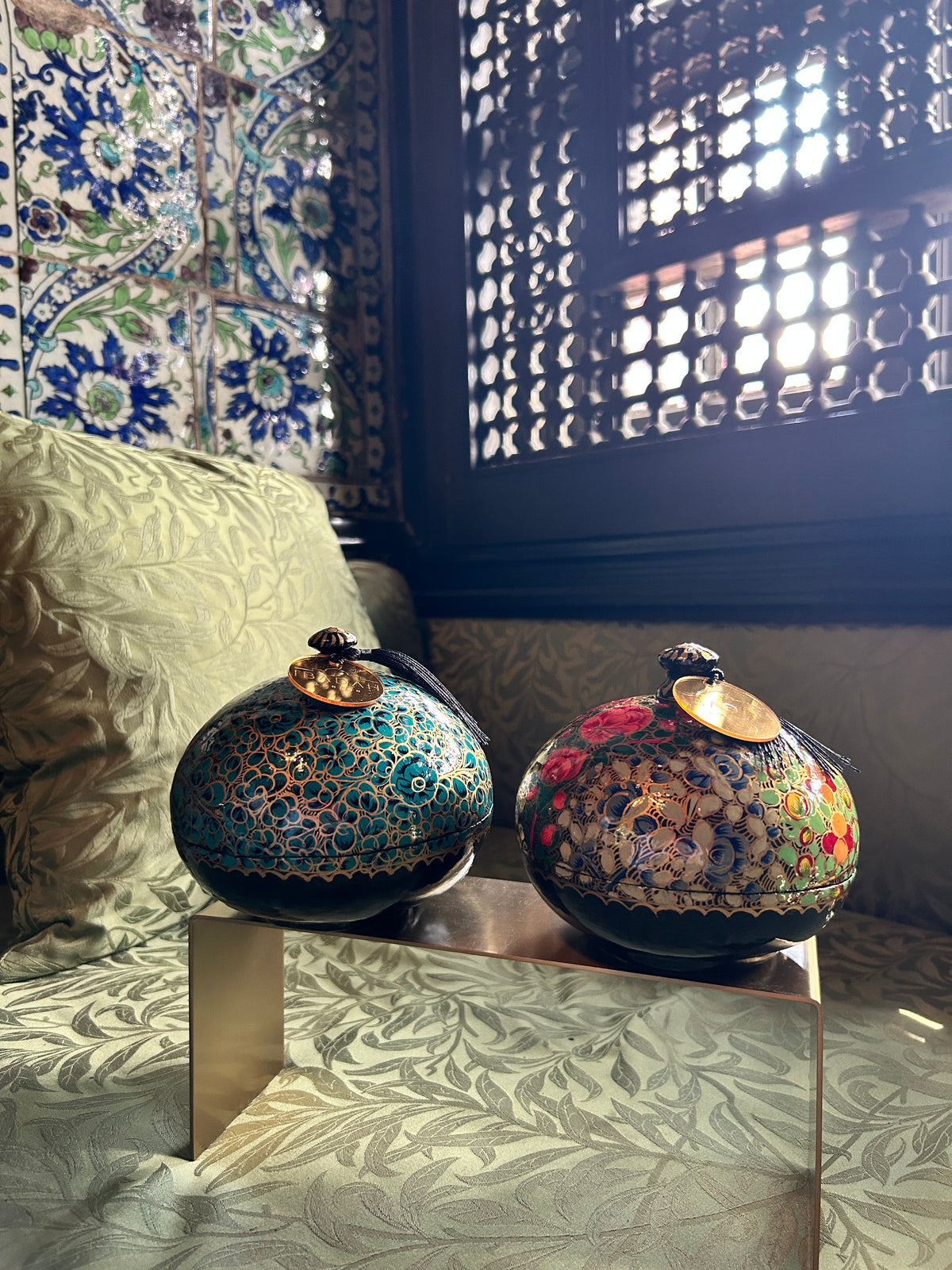 Blue and Gold Kashmiri Dubi Trinket Box