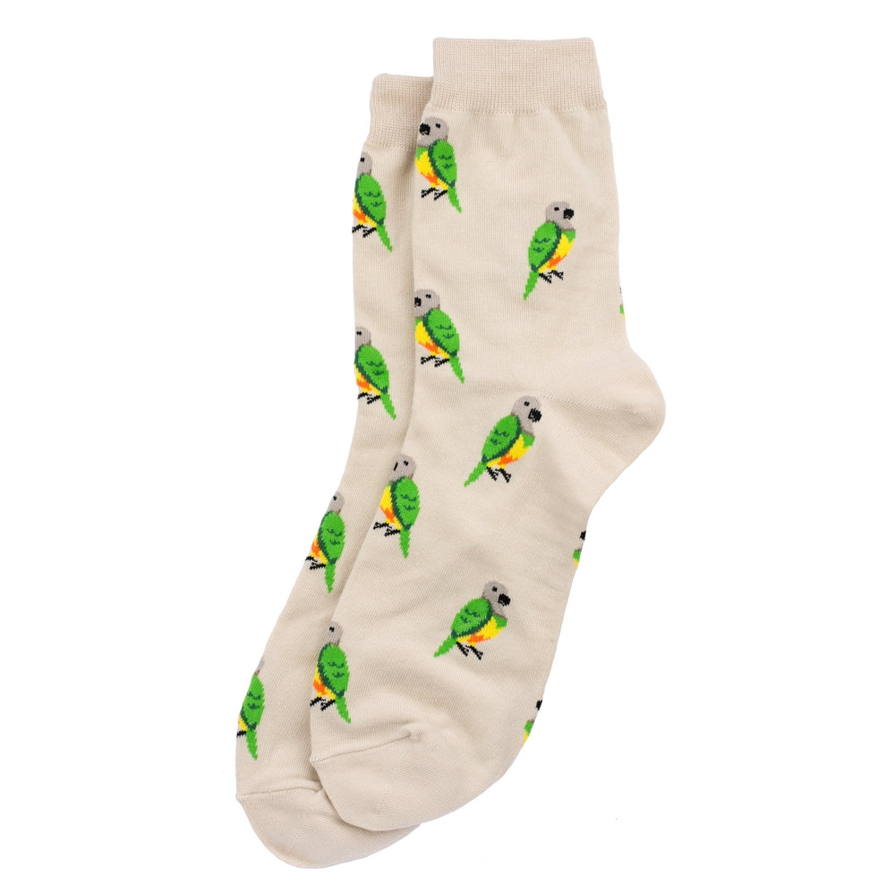 Cream Parrot Socks - UK sizes 7 to 11