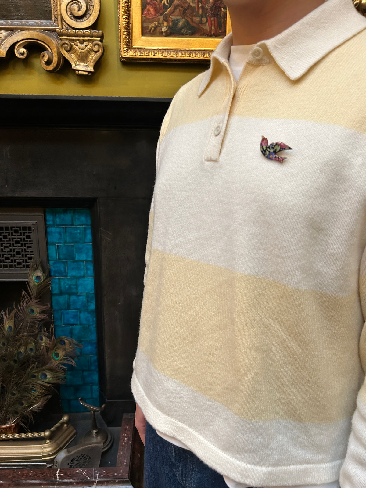 Ceramic Brooch - Multicolour Floral Bird Shaped