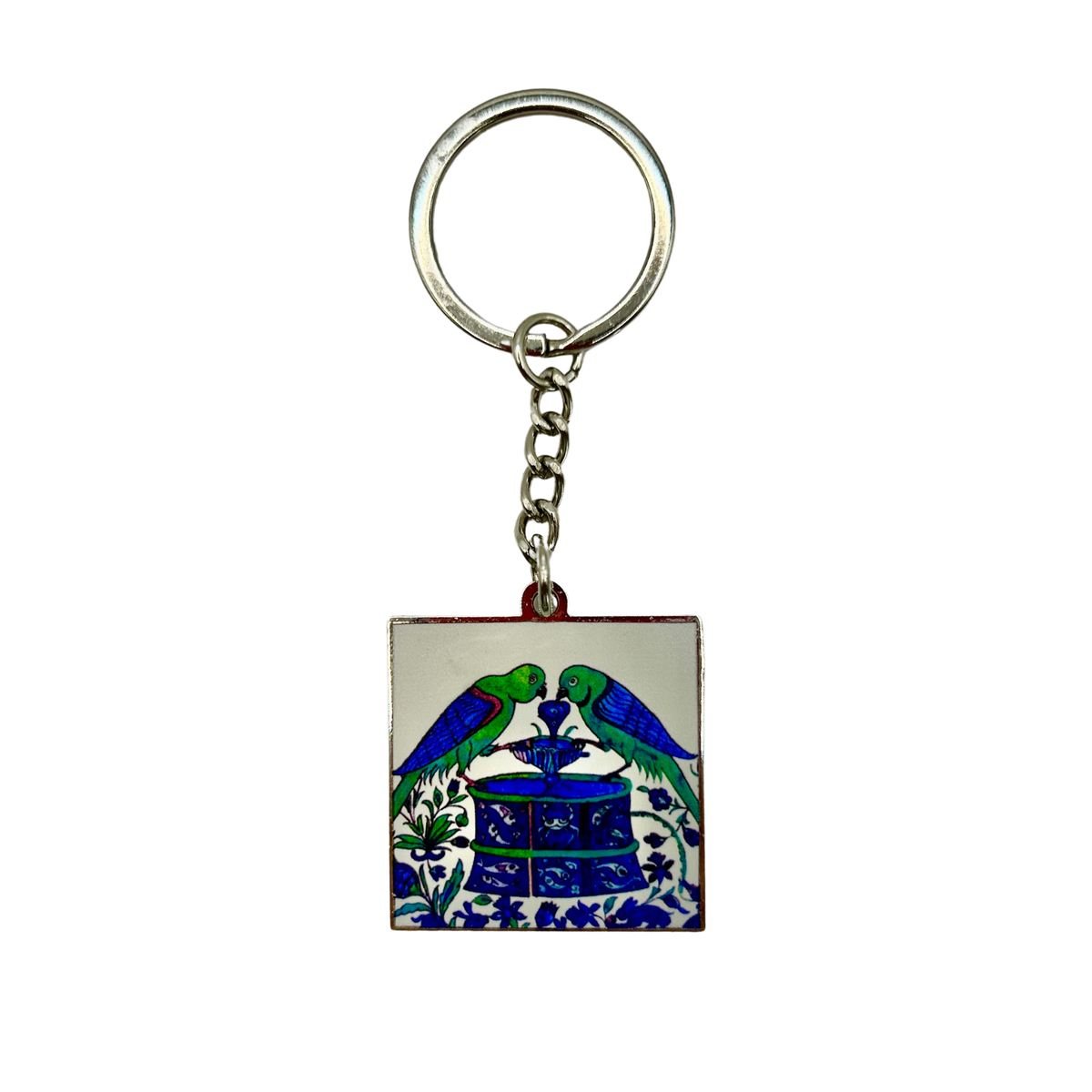 William De Morgan Parrot tile Keyring