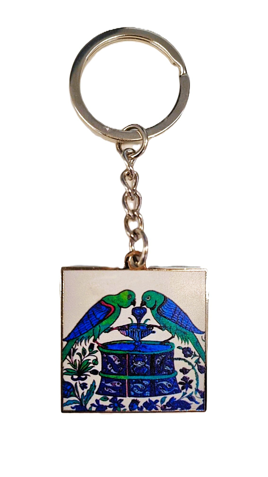 William De Morgan Parrot tile Keyring