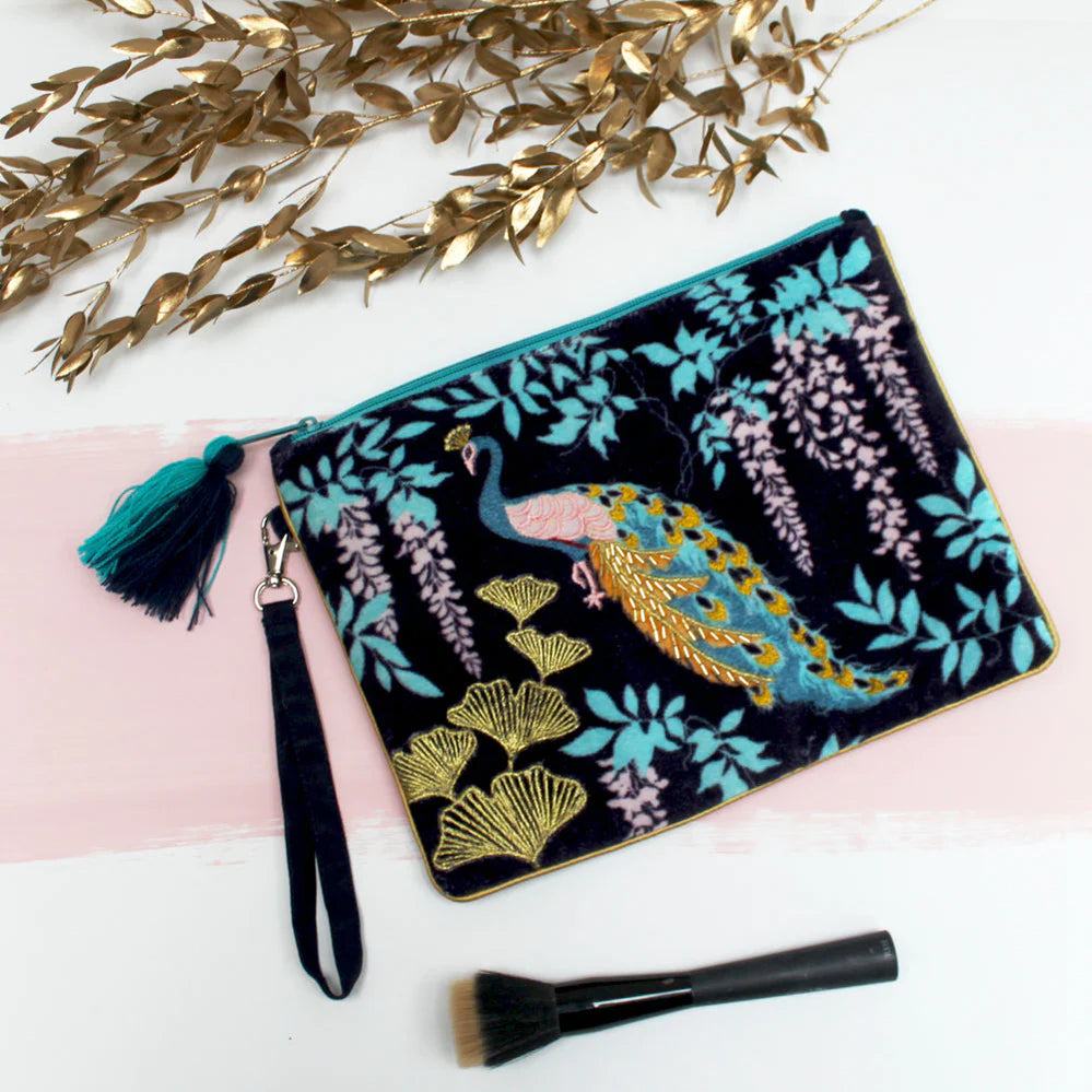 Peacock top clutch bag