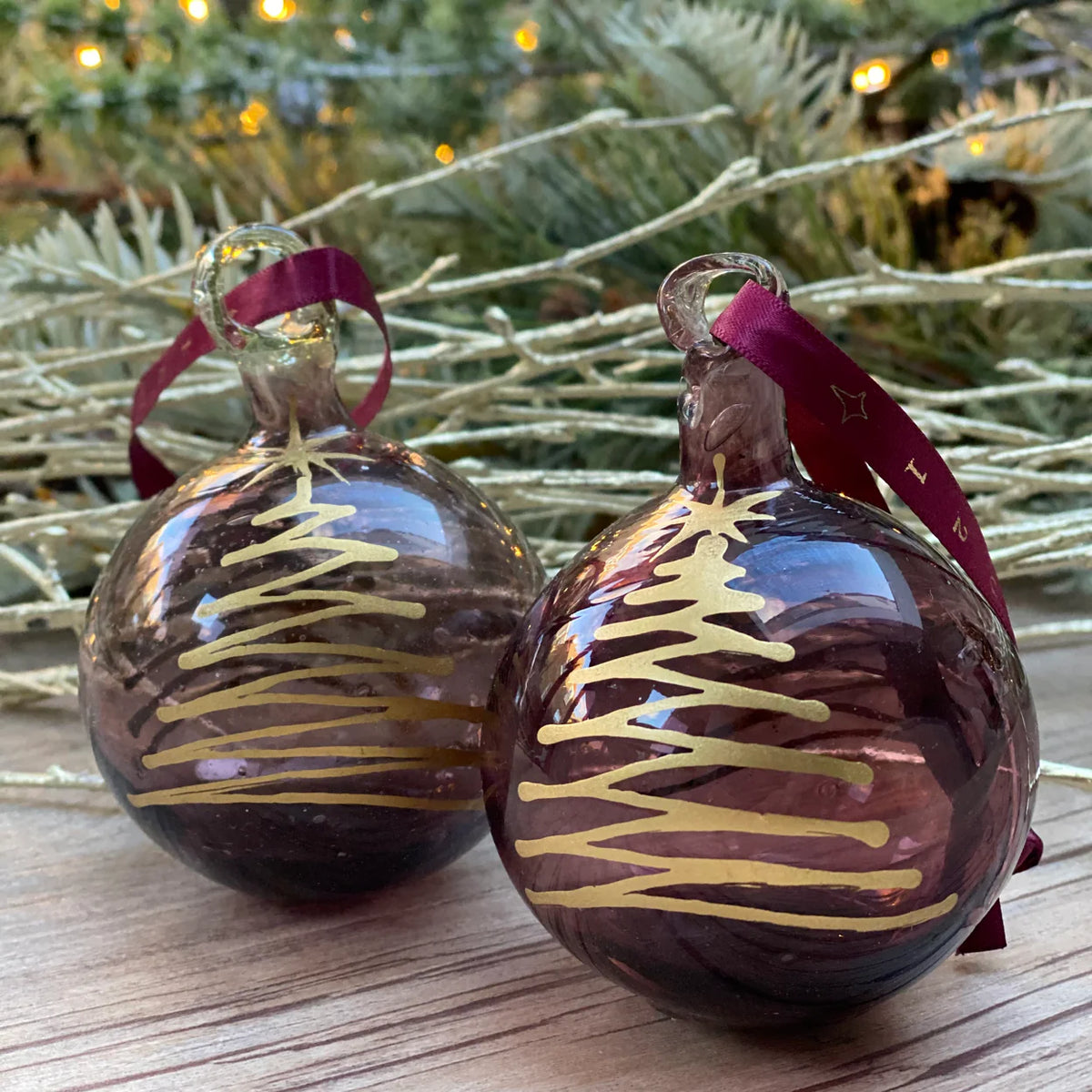 Bethlehem Baubles Plum Christmas Gold Tree Bauble