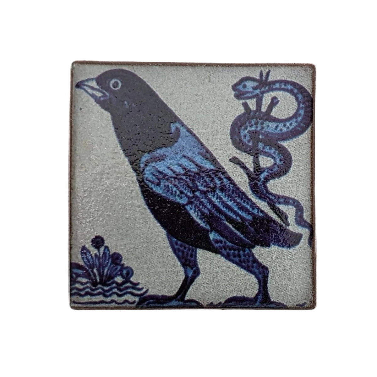 Ceramic Brooch - De Morgan Raven Tile