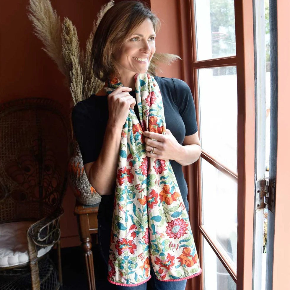 Floral Garden Cotton Scarf