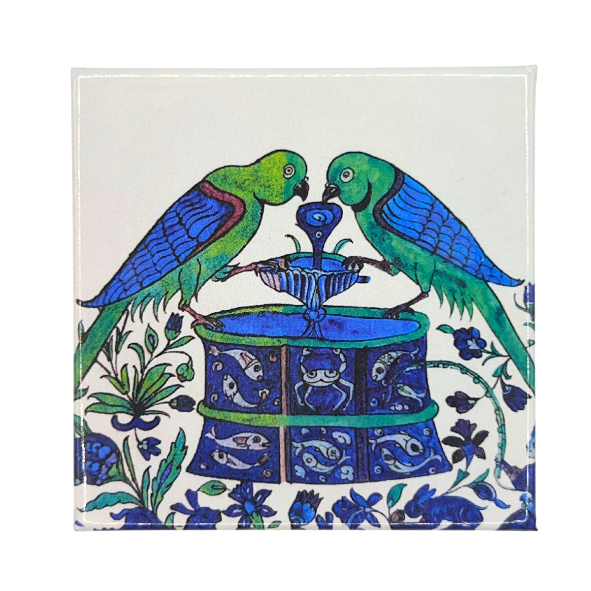 William De Morgan Parrot Tile Square Fridge Magnet