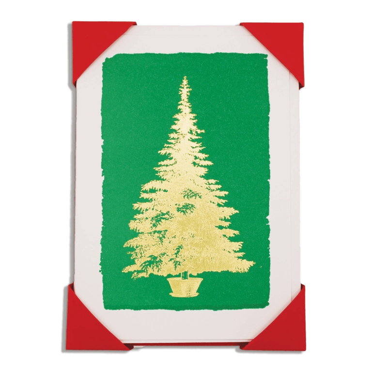 Gold Christmas Tree Cards Pack of 5