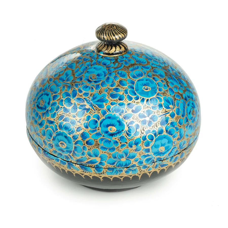 Kashmiri trinket box deals in cream and blue