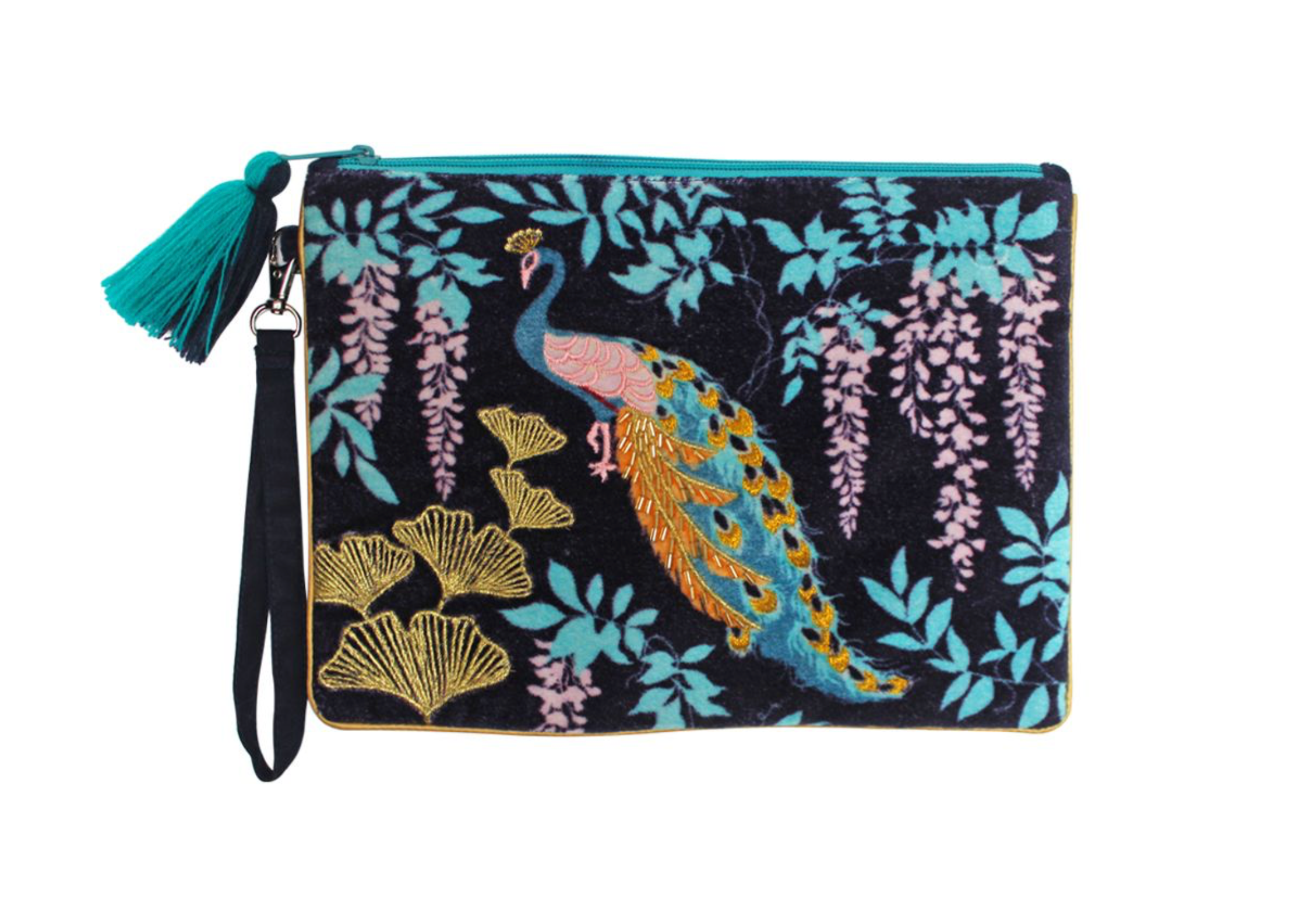 Peacock top clutch bag