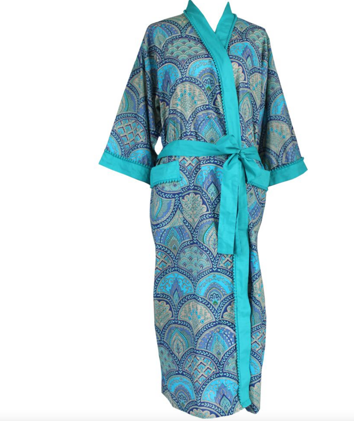Blue Tile Cotton Dressing Gown