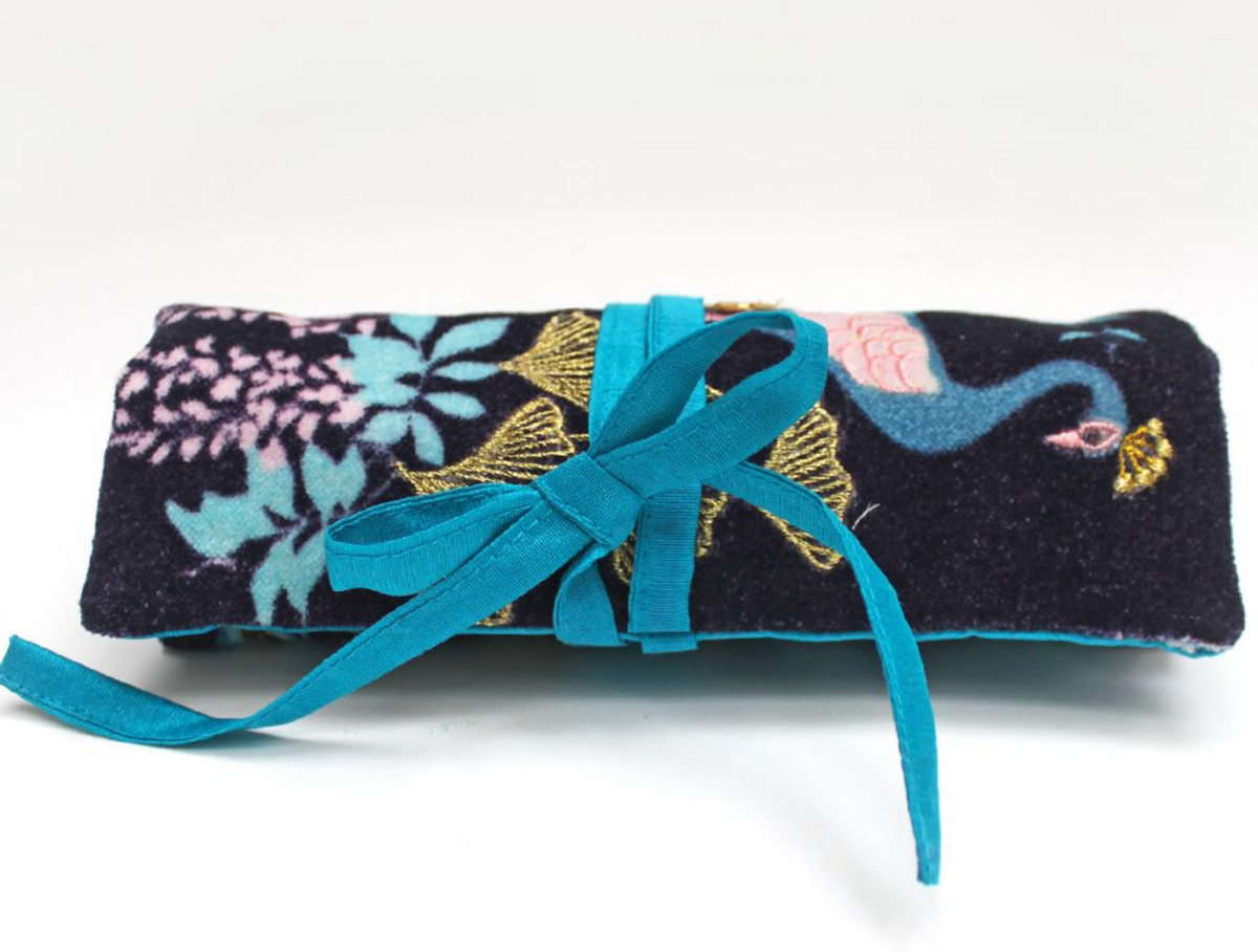 Peacock Embroidered Jewellery Roll