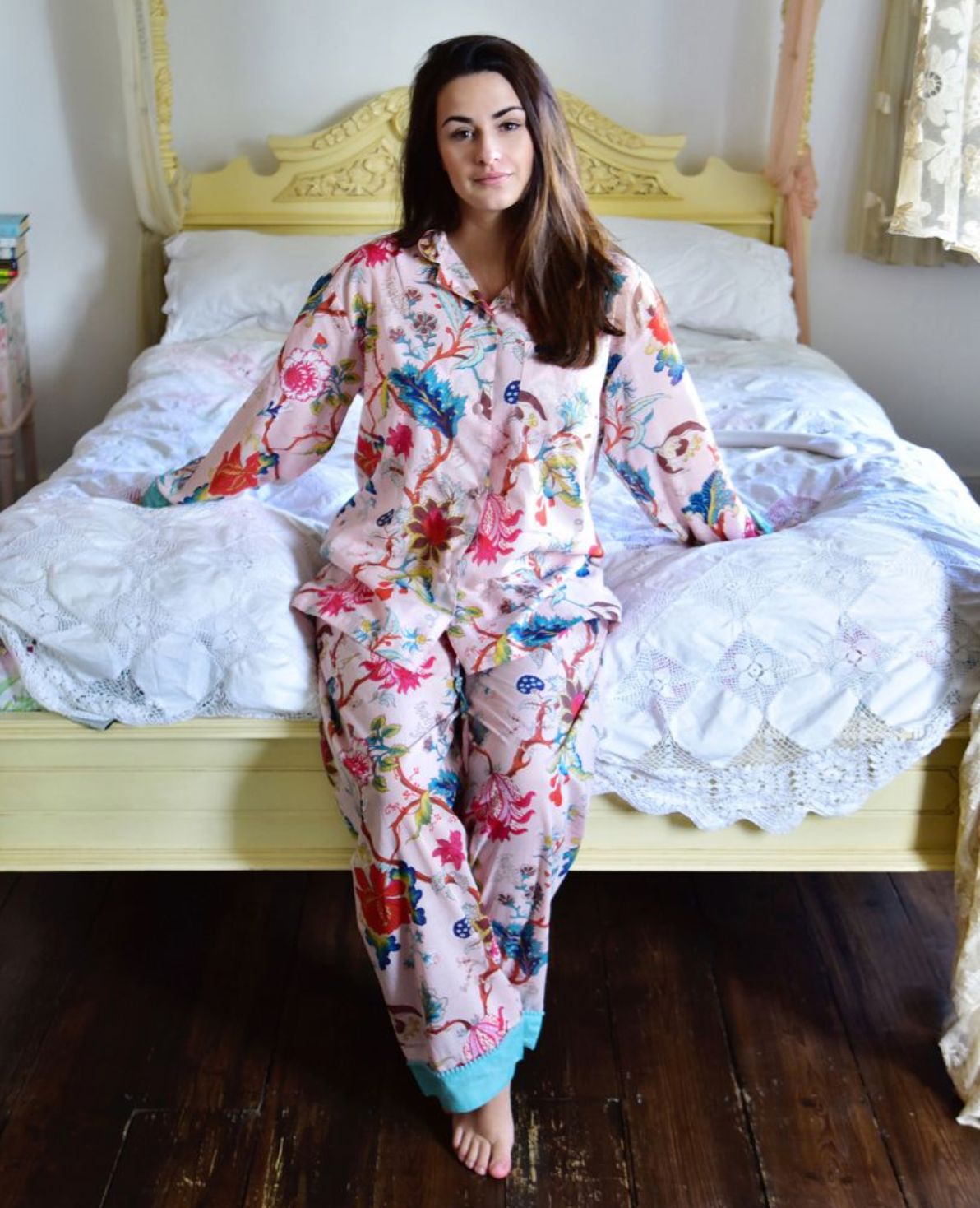 Pink Exotic Flower Cotton Pyjamas Leighton House Museum