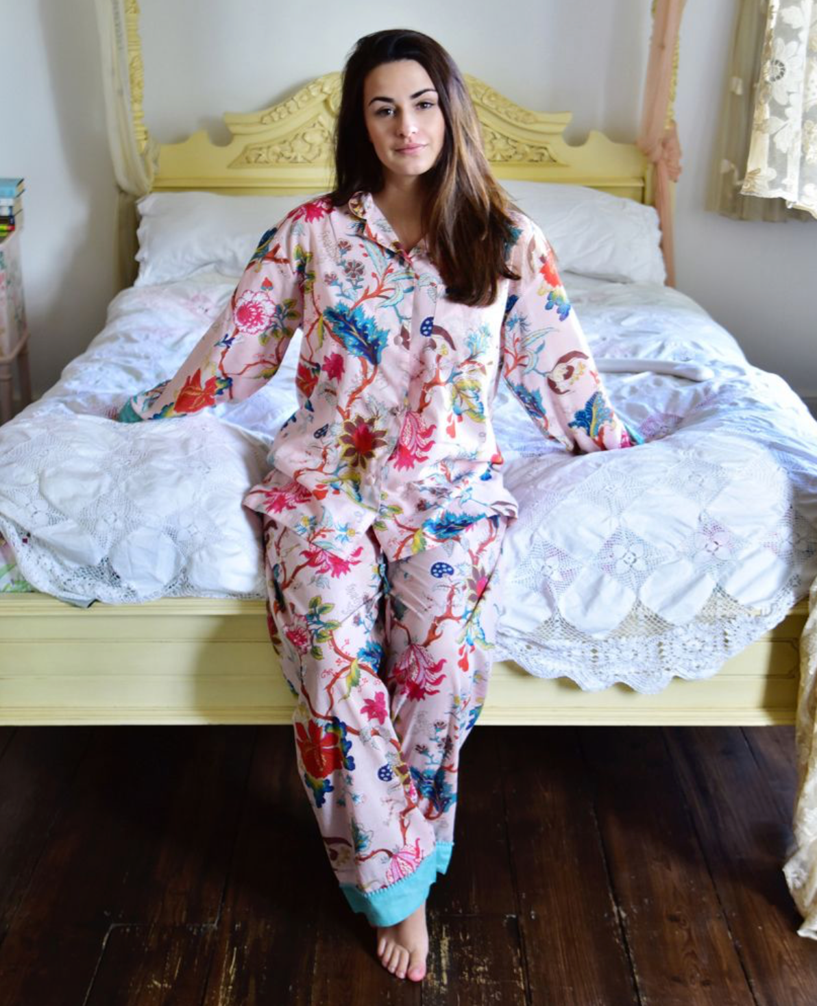 Pink Exotic Flower Cotton Pyjamas