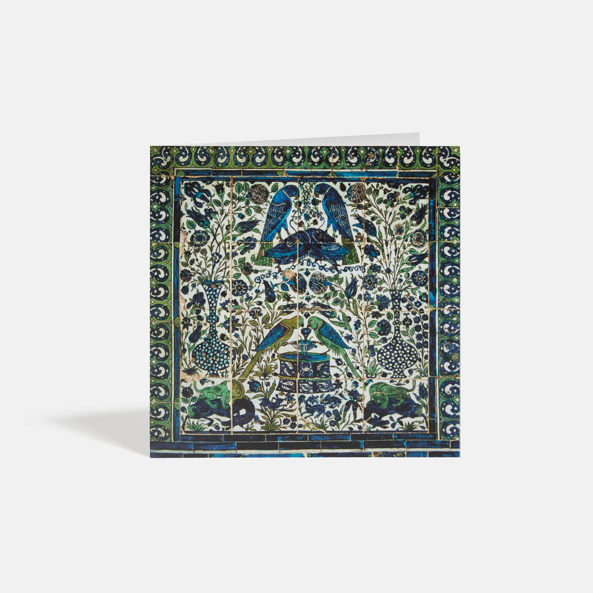 Damascus Panel with William De Morgan Parrot Tile, Greetings Card